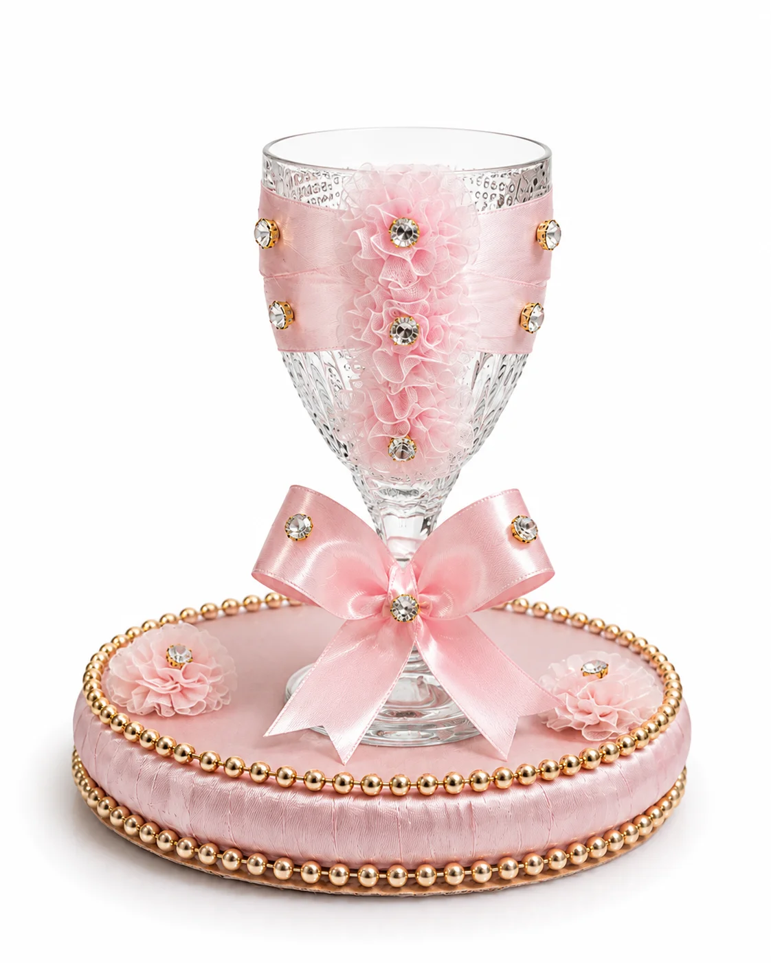 Luxury Pink Doodh Pilai Glass | Elegant Wedding Milk Ceremony Decorative Glass
