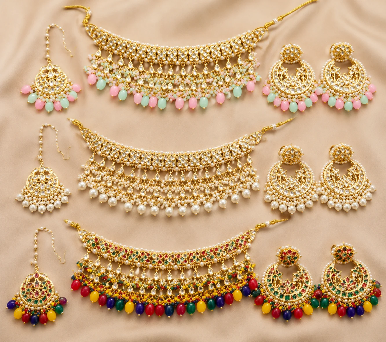 Royal Kundan Bridal Jewelry Set | Traditional Gold Plated Choker Necklace with Earrings