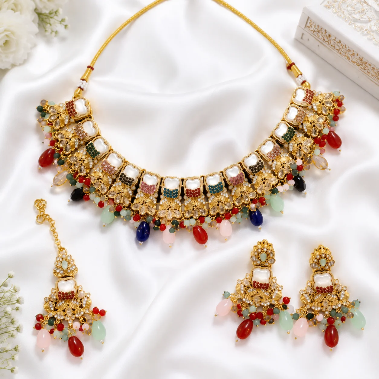 Royal Multicolor Kundan Bridal Necklace Set