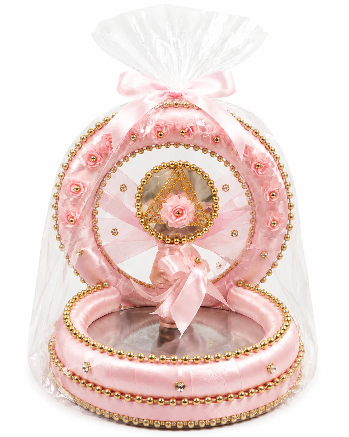 Luxury Pink Nikkah Gift Tray SURME DANI  – Floral & Golden Decorative Wedding Display