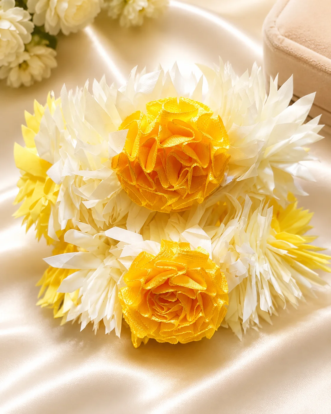 Yellow & White Floral Bridal Gajra Set