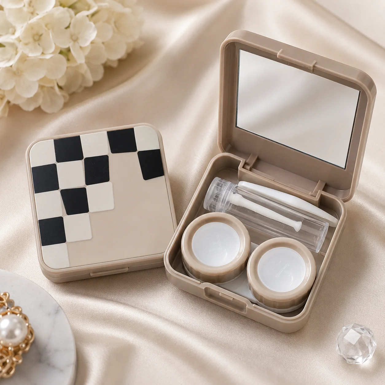 Minimalist Contact Lens Travel Kit with Mirror – Portable Lens Case & Eye Care Accessories