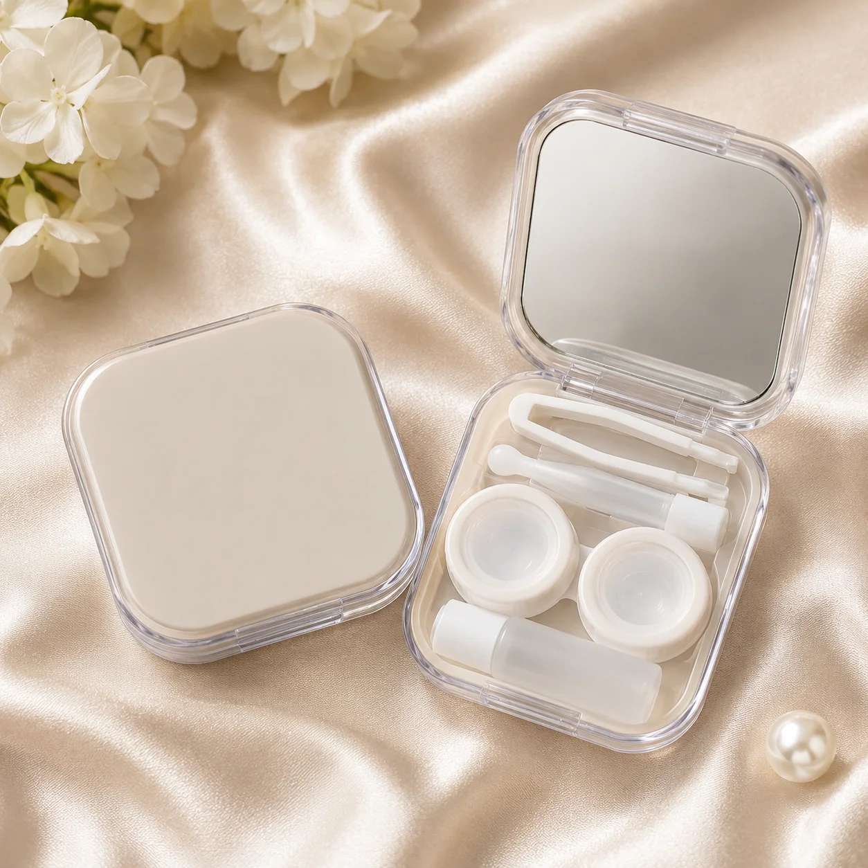 Minimalist Contact Lens Travel Kit with Mirror – Portable Contact Lens Case Set