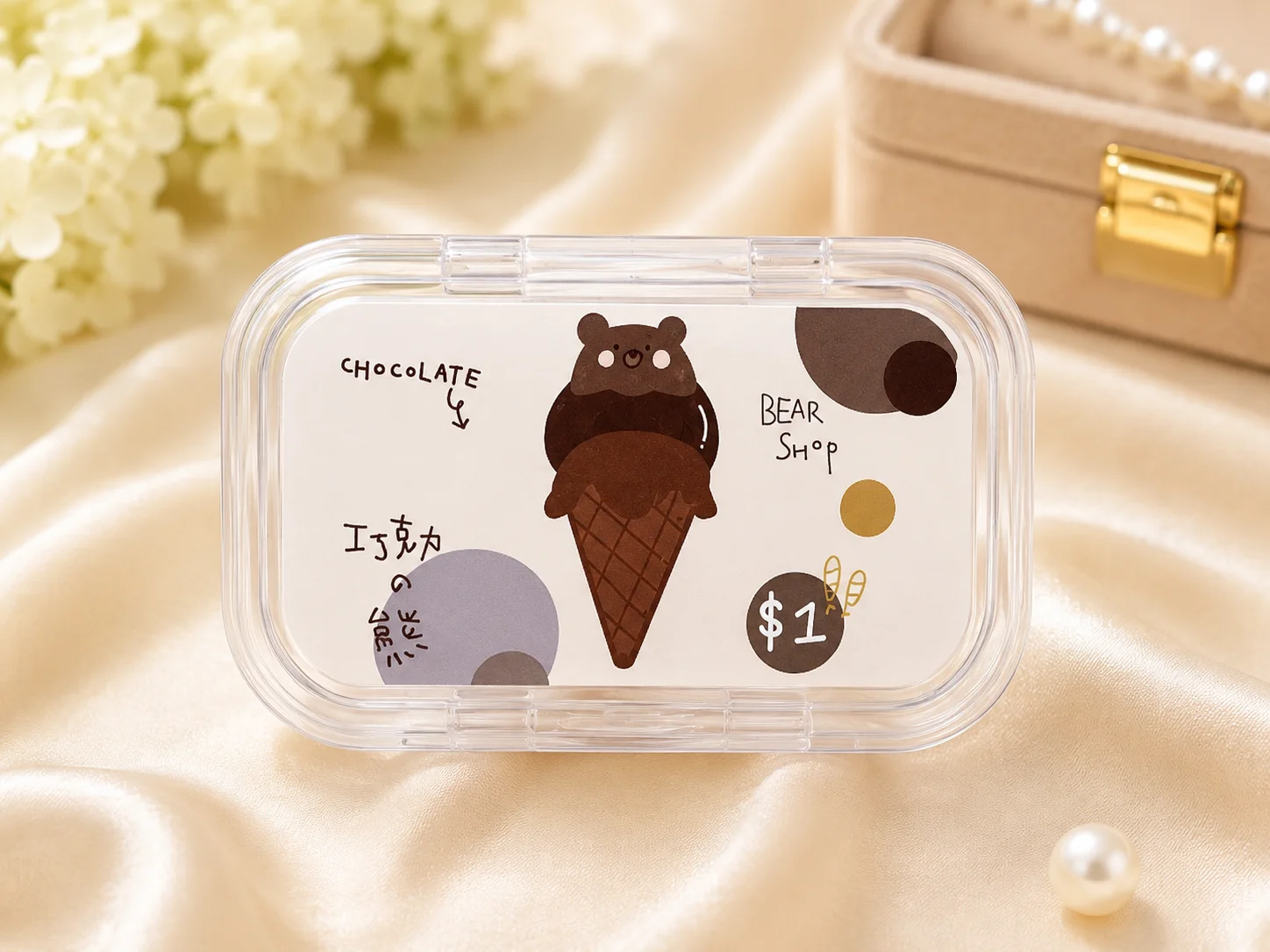 Cute Bunny Contact Lens Travel Kit with Mirror – Portable Contact Lens Case