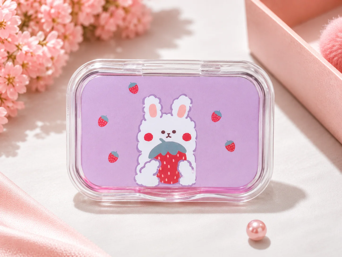 Cute Bunny Contact Lens Travel Kit with Mirror – Portable Contact Lens Case