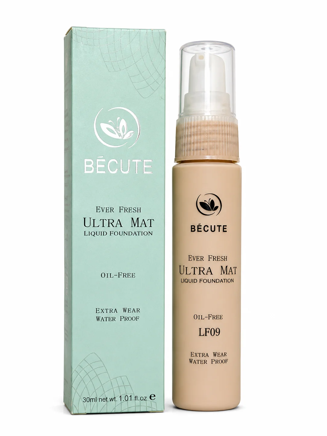 BÉCUTE Ever Fresh Ultra Mat Liquid Foundation LF09 – Oil-Free & Waterproof – 30ml