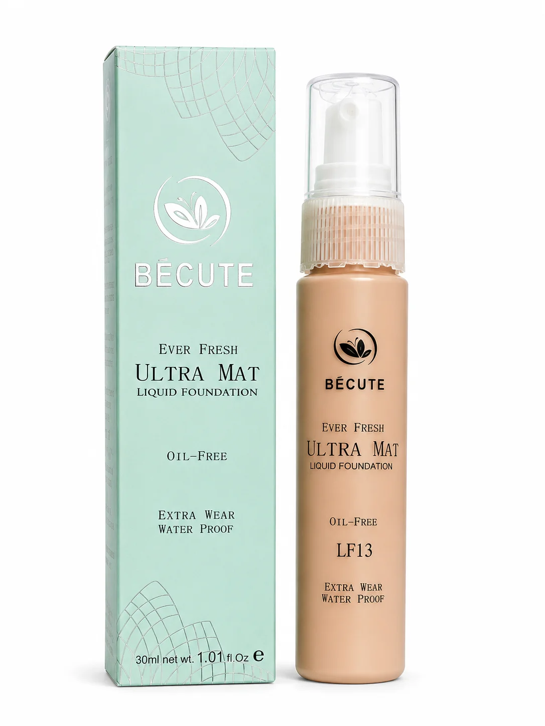 BÉCUTE Ever Fresh Ultra Mat Liquid Foundation LF13 – Oil-Free & Waterproof – 30ml