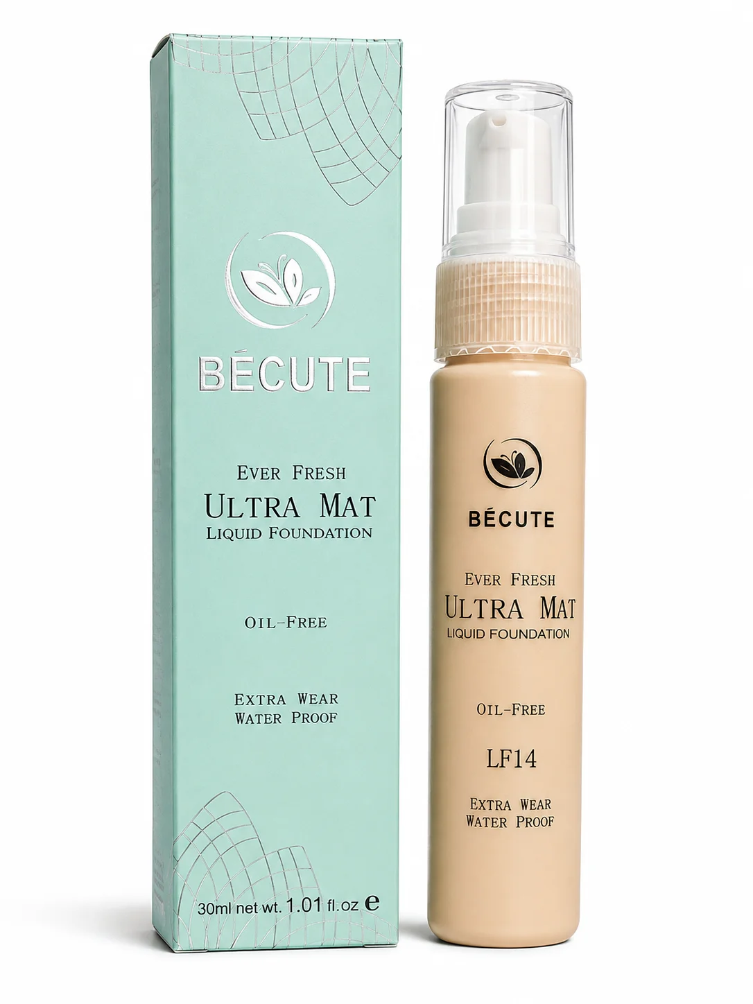 BÉCUTE Ever Fresh Ultra Mat Liquid Foundation LF14 – Oil-Free & Waterproof – 30ml