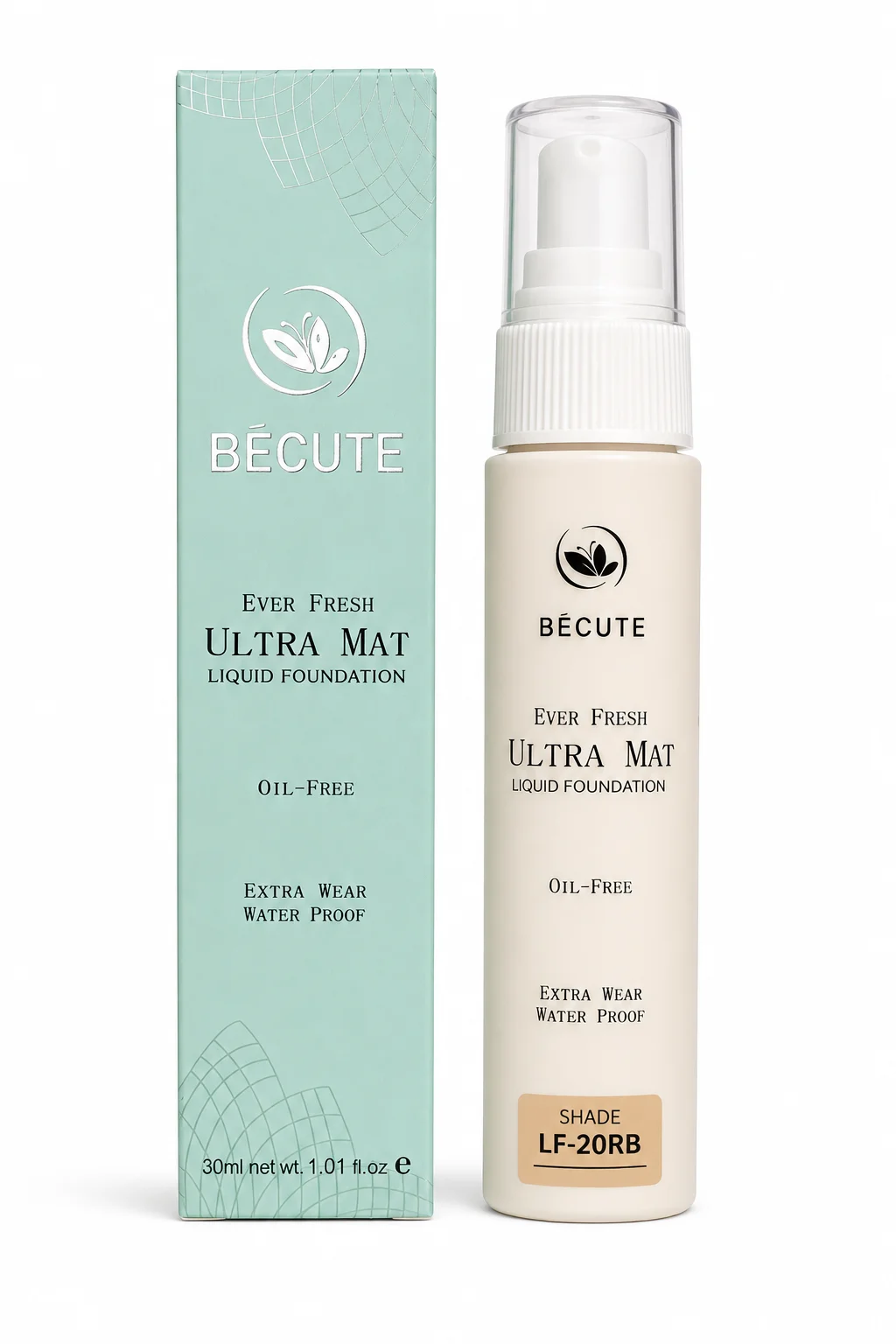 BÉCUTE Ever Fresh Ultra Mat Liquid Foundation – Shade LF-20RB – Oil-Free & Waterproof – 30ml