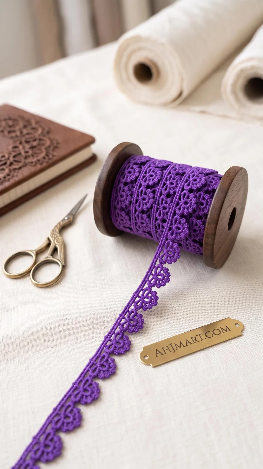 Premium Purple Milky Lace – Elegant Floral Scalloped Design