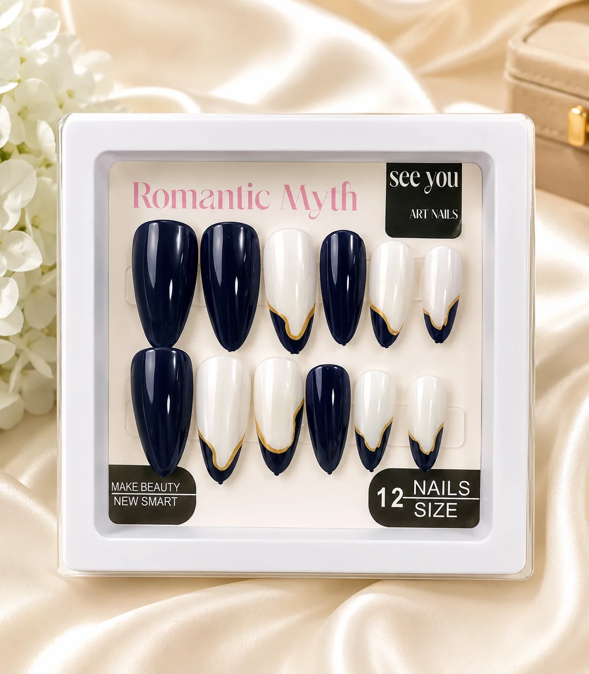 Luxury Black & White Press-On Nails Set