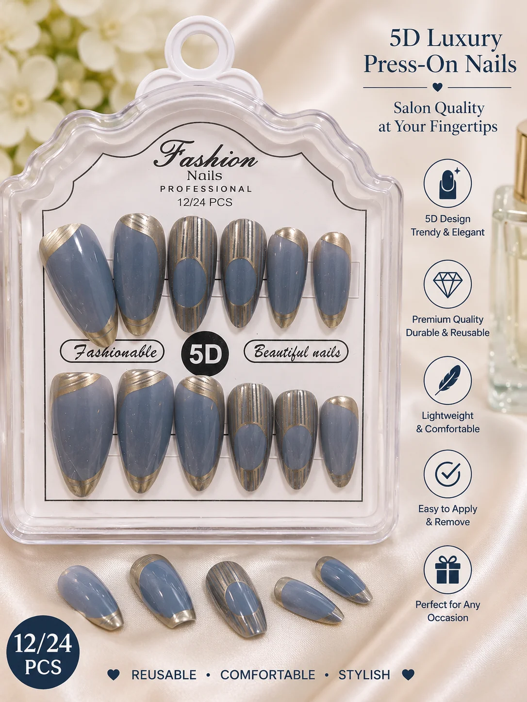Premium Press-On Nail Set | Glossy Artificial False Nails