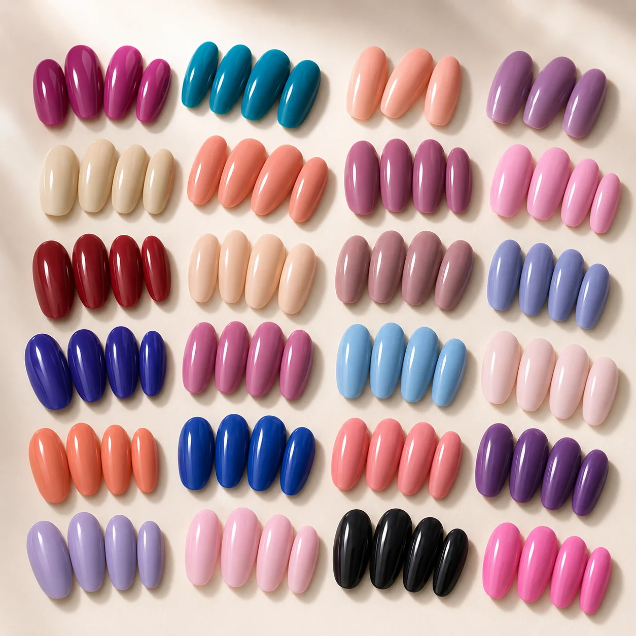 Multi-Color Glossy Press-On Hand Nails Collection | Reusable Artificial Nail Tips