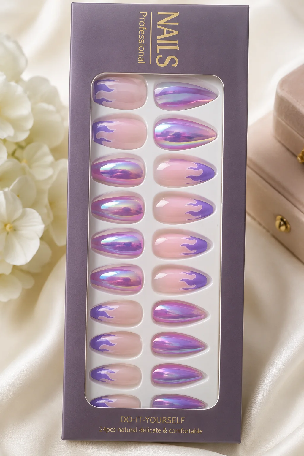Premium Clear Textured Nail Tips Set – 10 Unique Designs