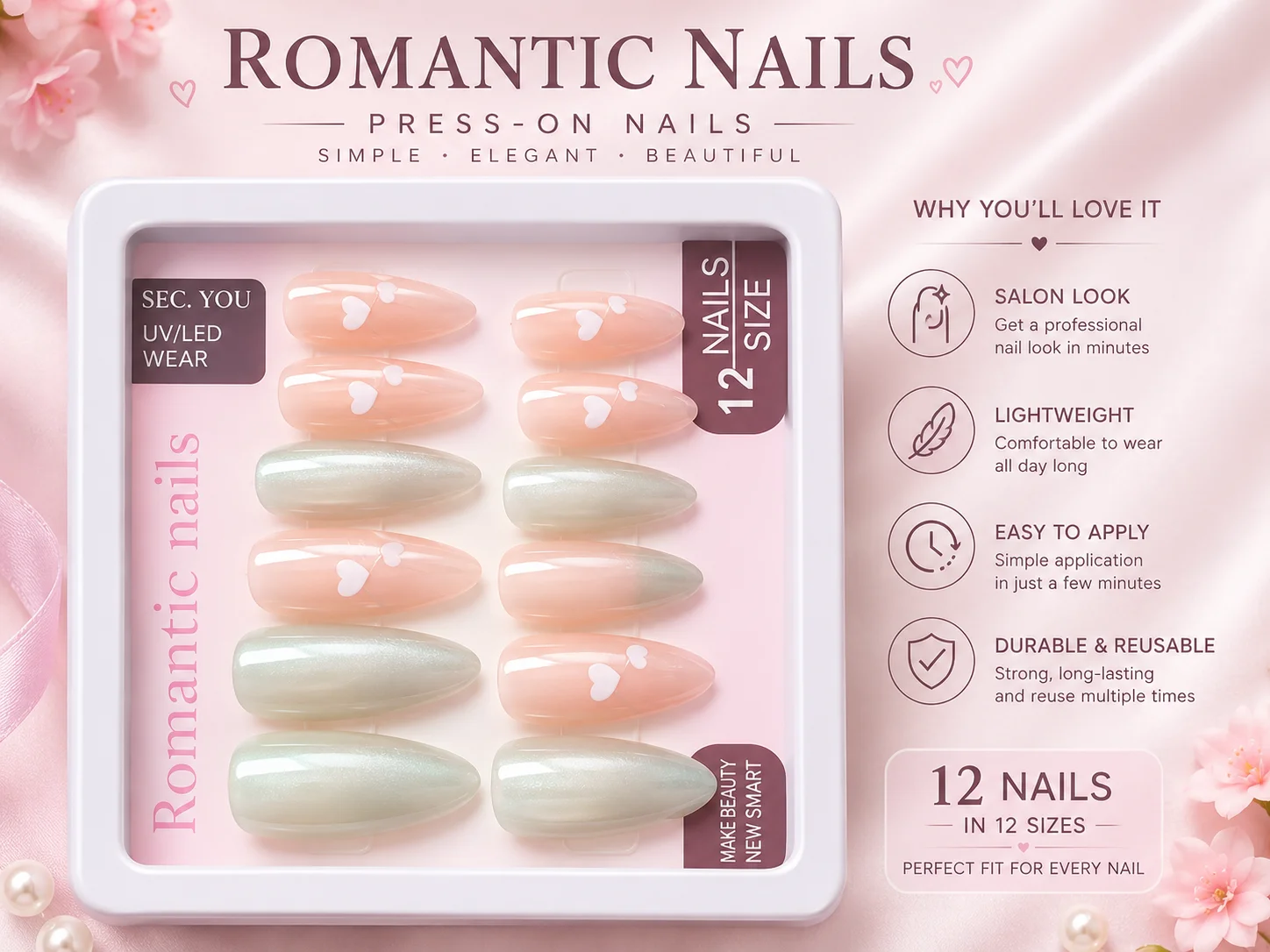 5-Pack Premium Press-On Nails Collection – Trendy Designer Nail Sets (12 Nails Each)