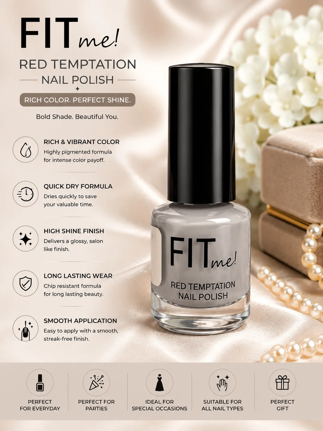 FIT Me Classic Nail Polish – Quick Dry Long Lasting Glossy White Nail Color