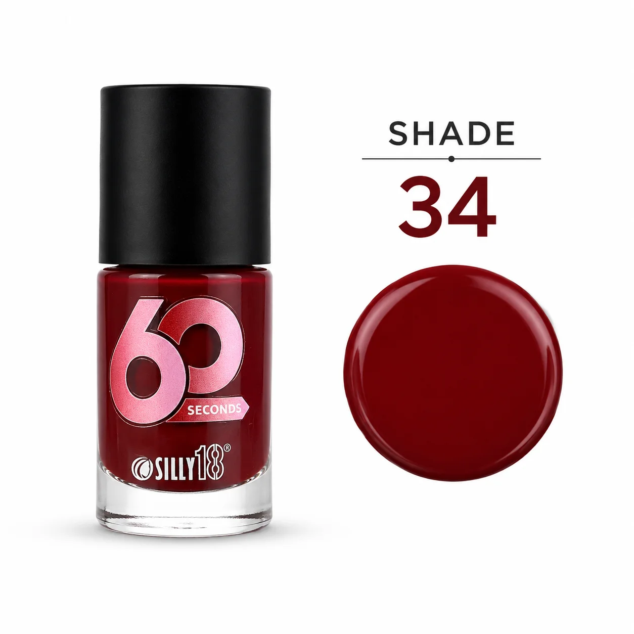 Silly18 60 Seconds Nail Polish – Shade 34 Deep Maroon