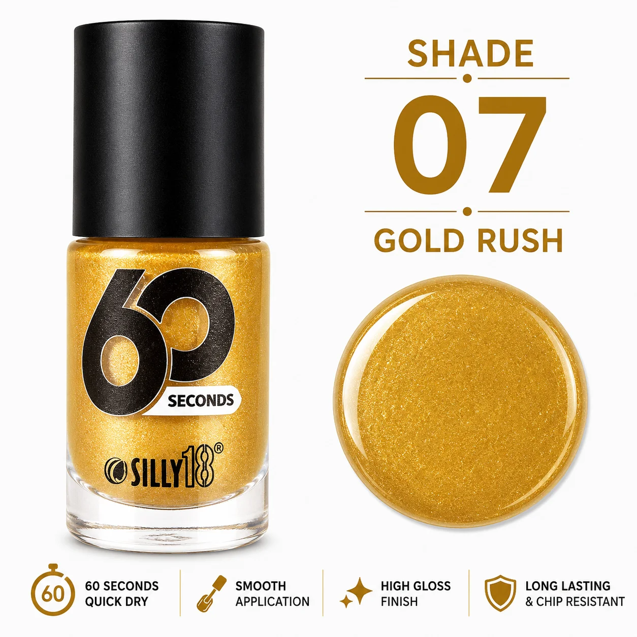 Silly18 60 Seconds Nail Polish – Shade 07 Gold Rush