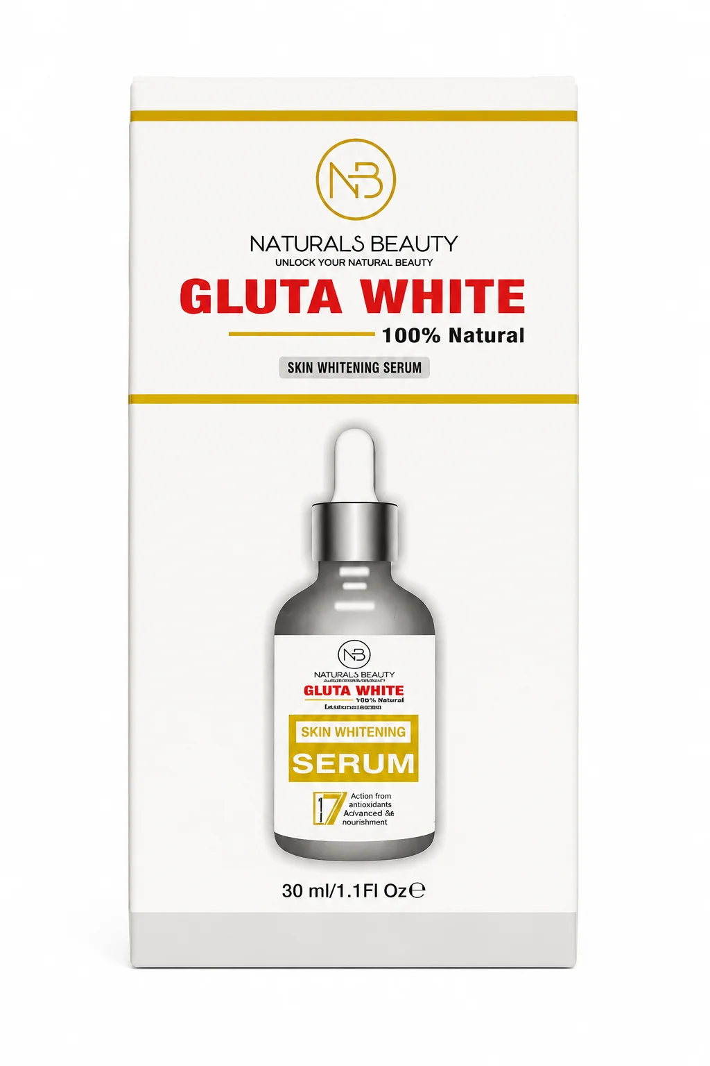Gluta White Skin Whitening Serum Naturals Beauty  – 30ml