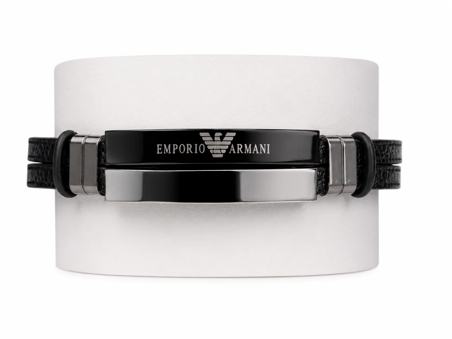 Emporio Armani Style Black Leather Bracelet for Men