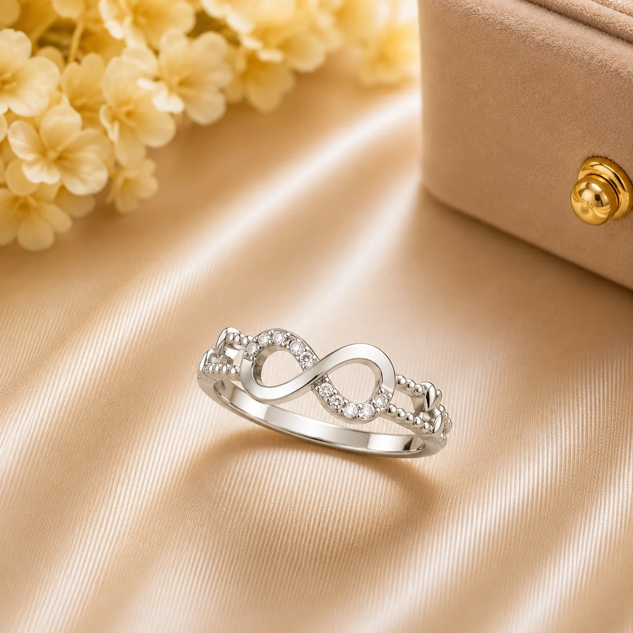 Luxury Silver Infinity Adjustable Ring for Women
