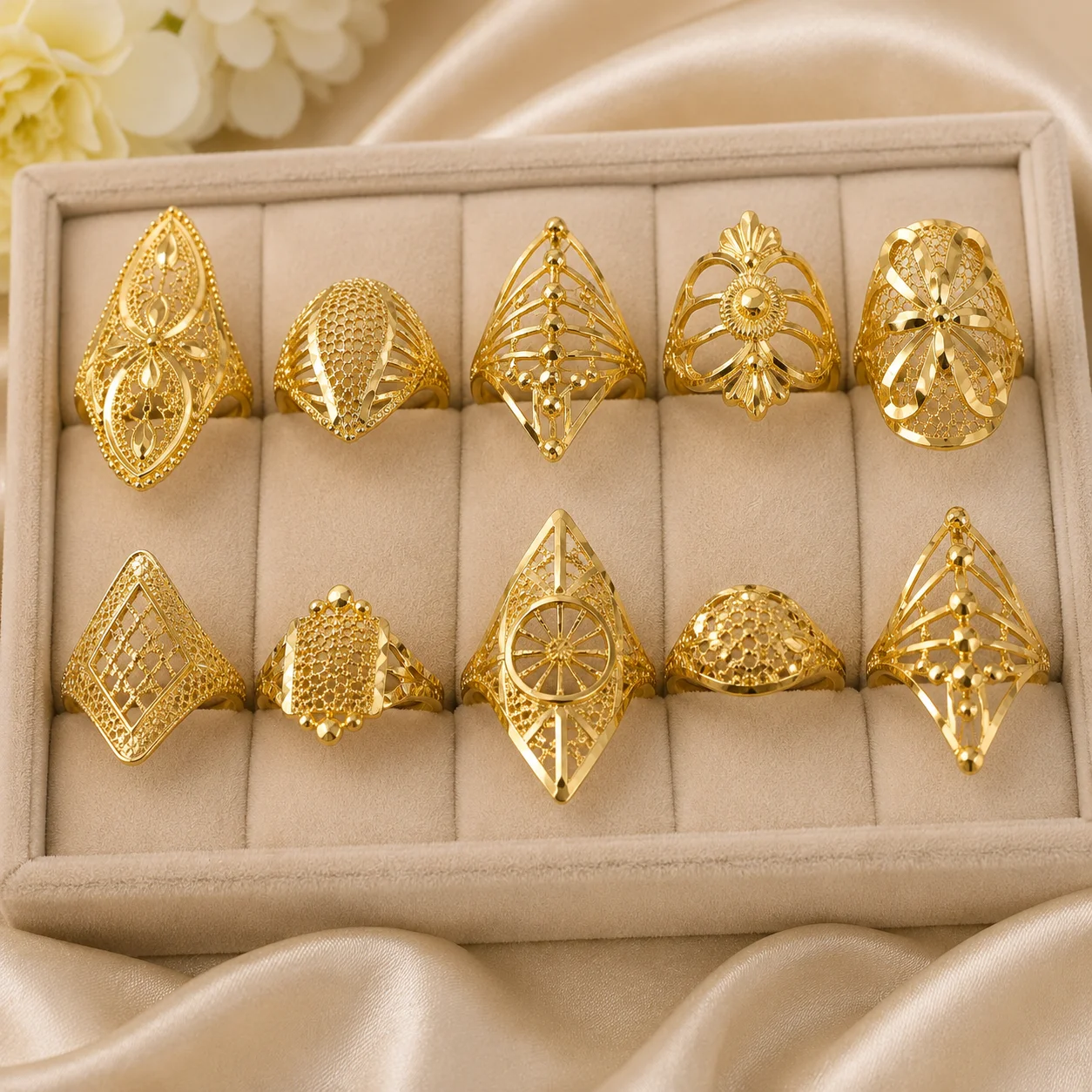 Premium Gold Plated Fancy Rings Set for Women