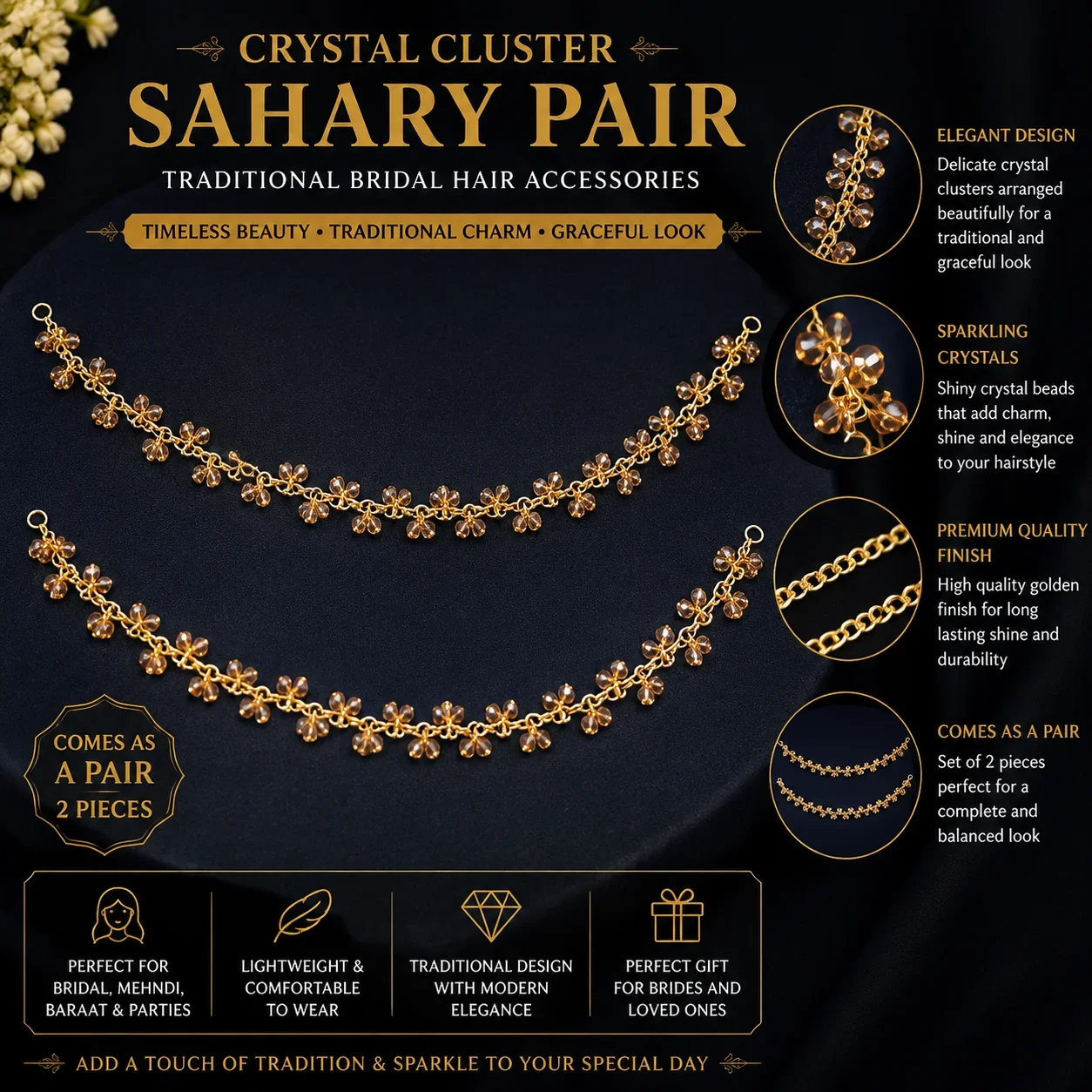 Elegant Crystal Butterfly Waist Chain – Double Layered