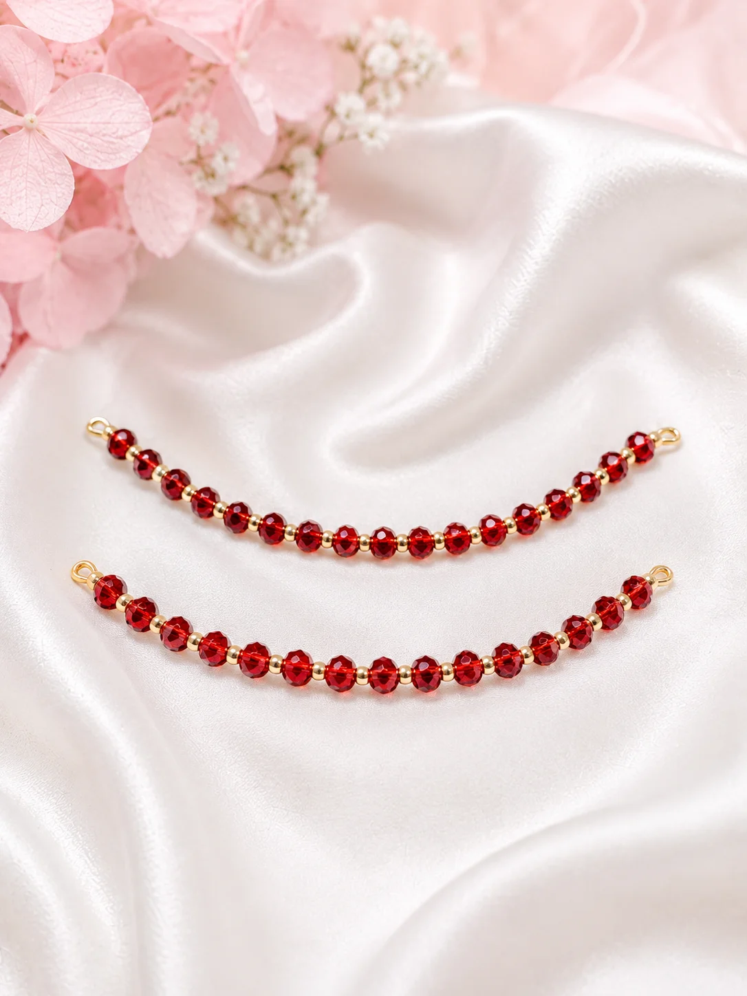 Bridal Red Crystal Beaded Sahara – Golden Wedding Jewellery Pair