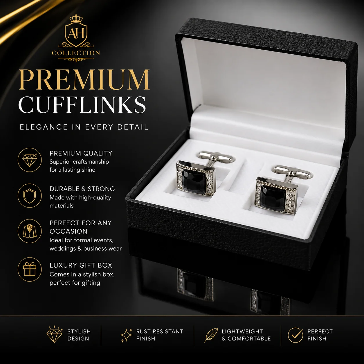 Premium Black Stone Cufflinks