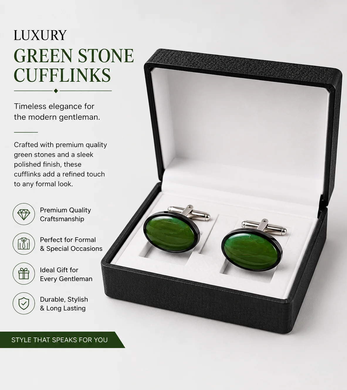 SmartCare Premium Cufflink Collection – Multi Color Stone Set