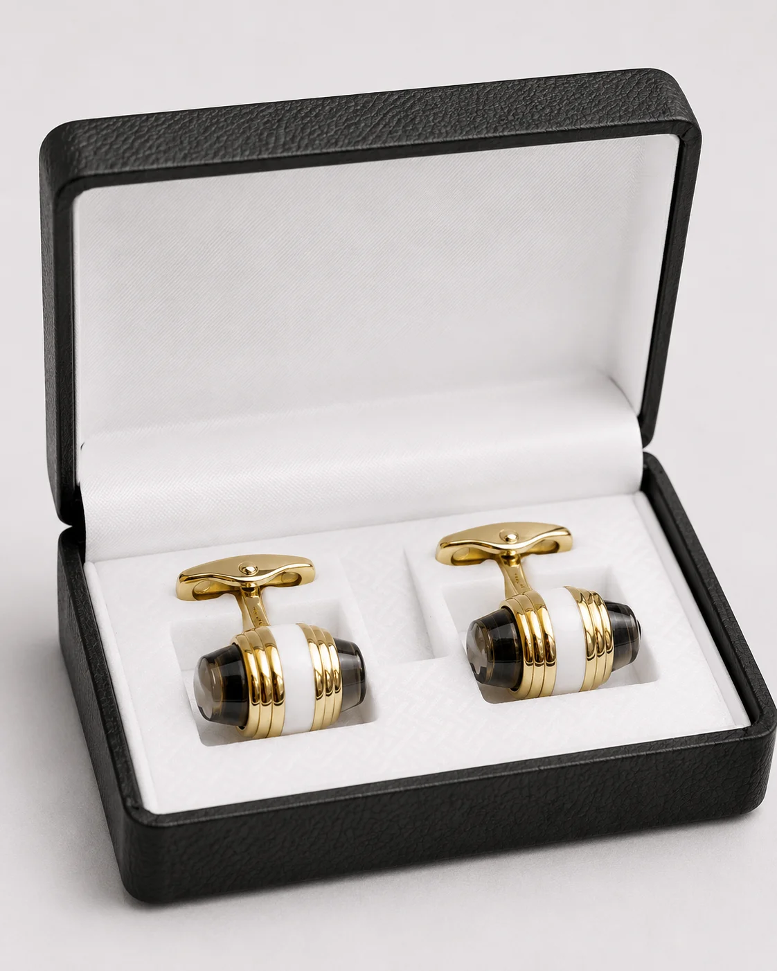 Luxury Gold & White Barrel Cufflinks for Men