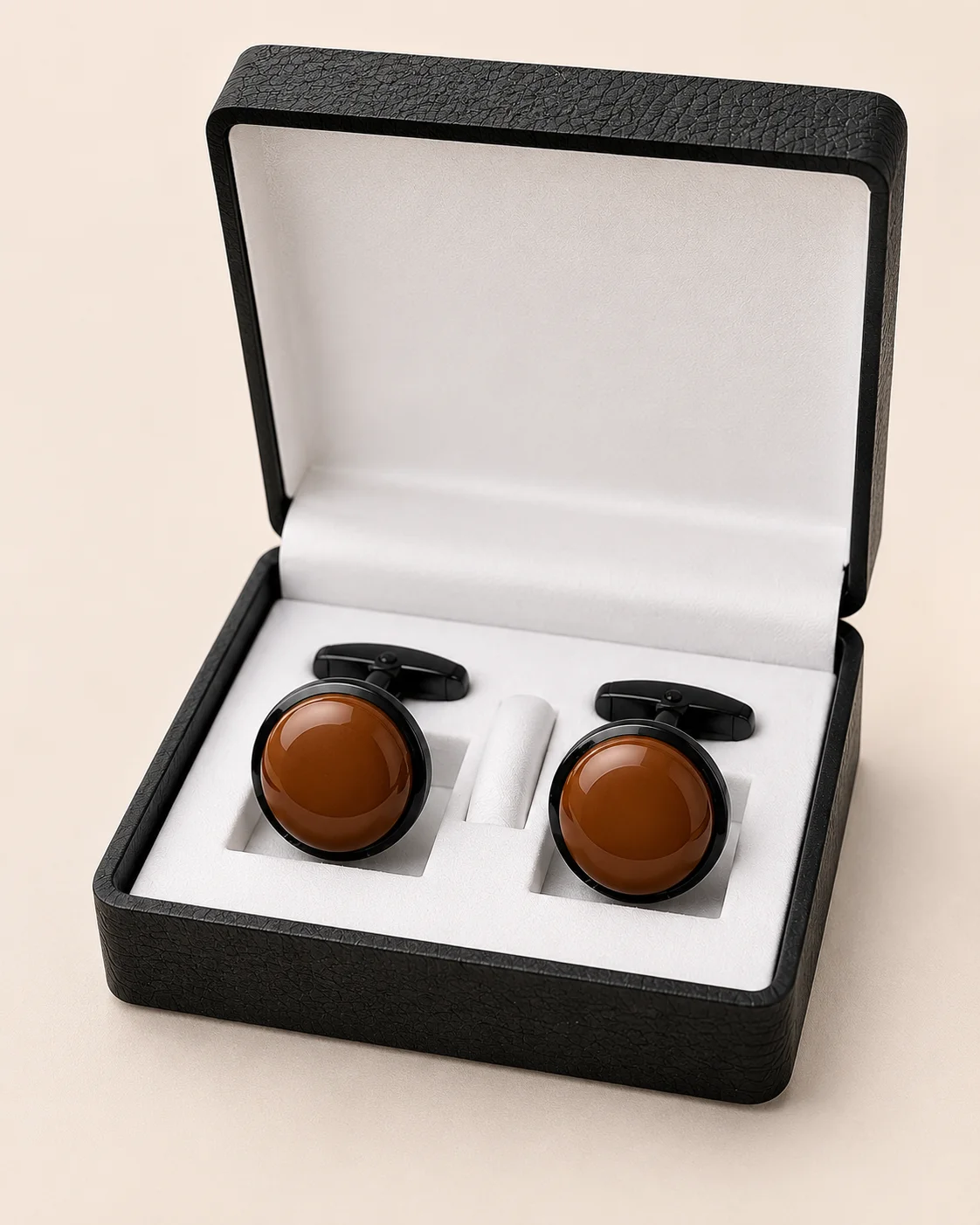 Premium Round Brown Cufflinks for Men