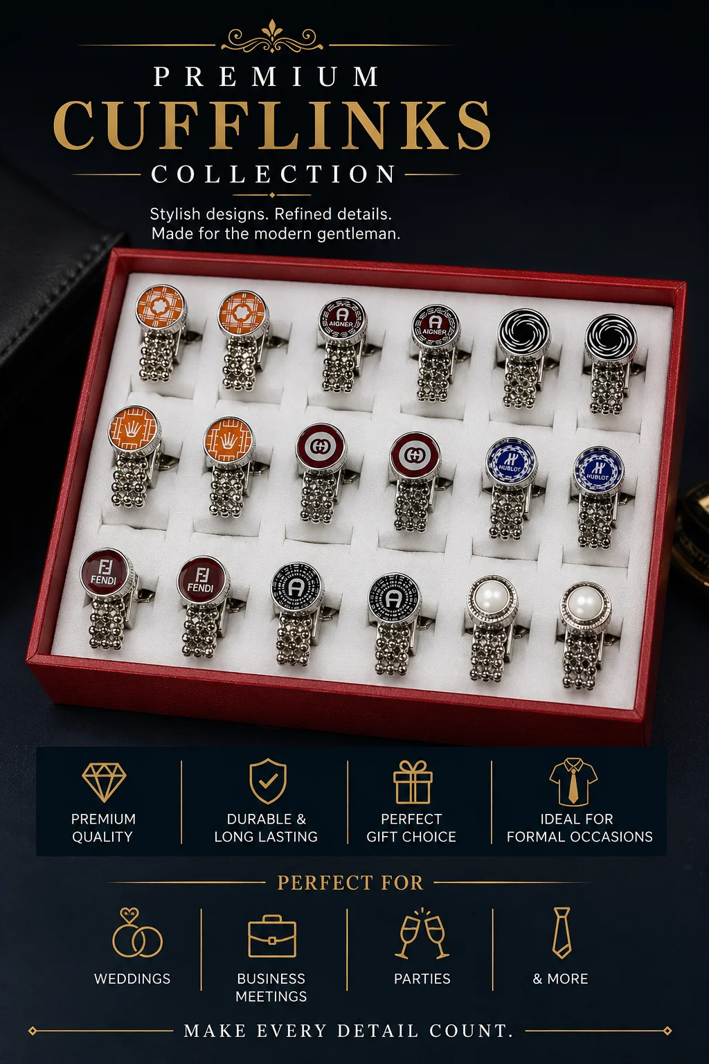 SmartCare Premium Designer Cufflinks Collection
