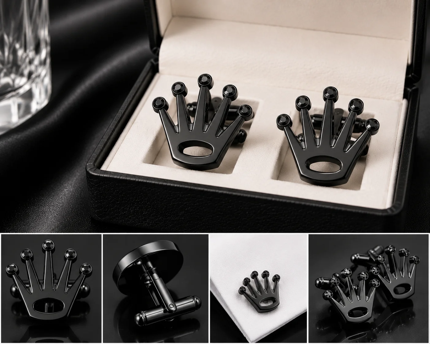Luxury Crown Design Cufflinks – Premium Formal Accessory