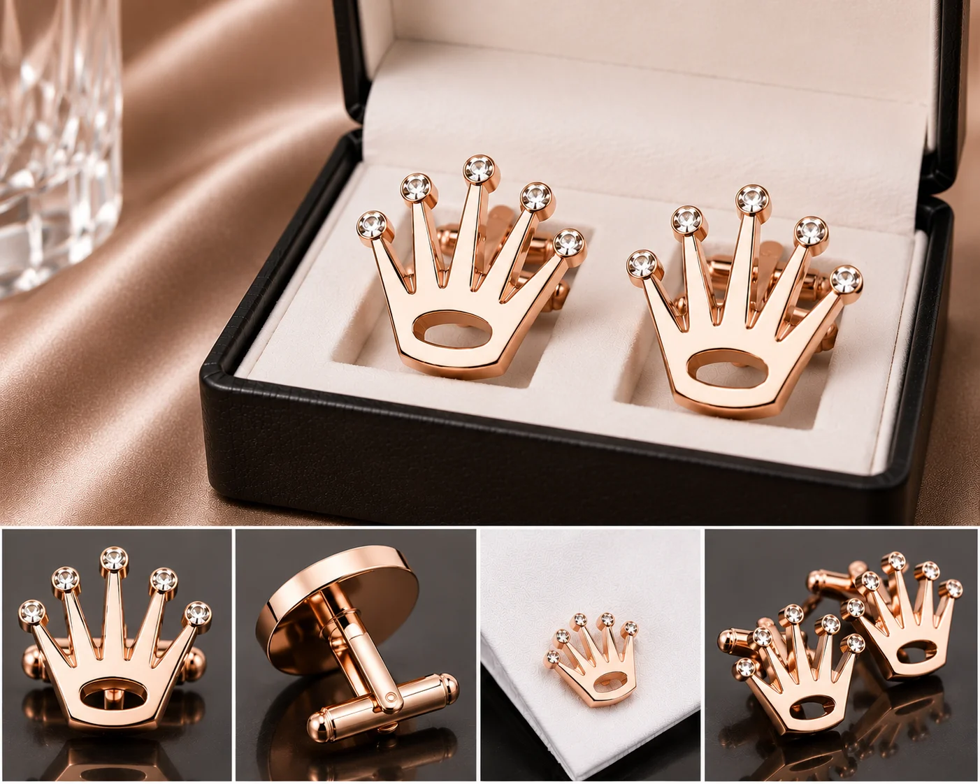 Luxury Crown Design Cufflinks – Premium Formal Accessory