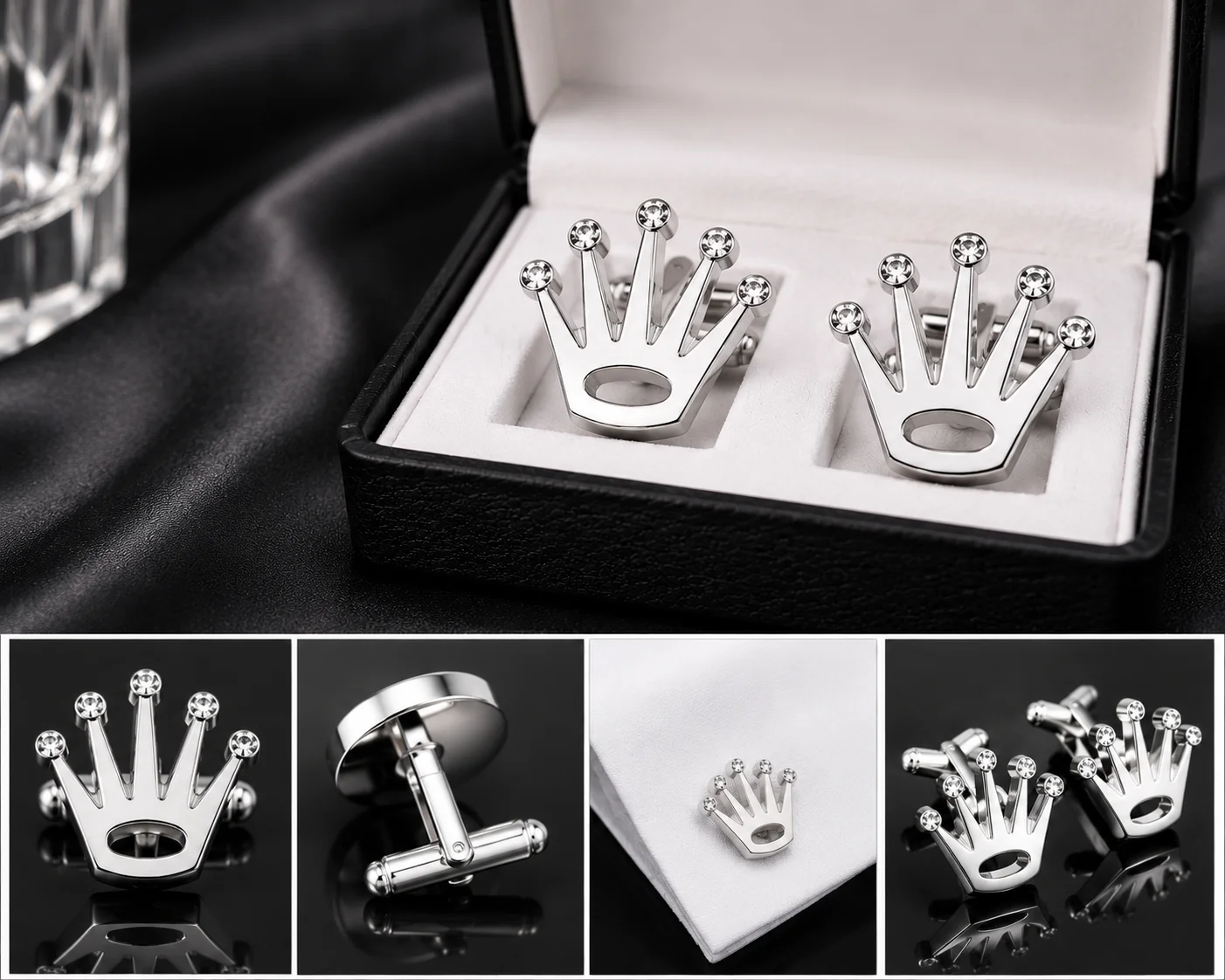Luxury Crown Design Cufflinks – Premium Formal Accessory