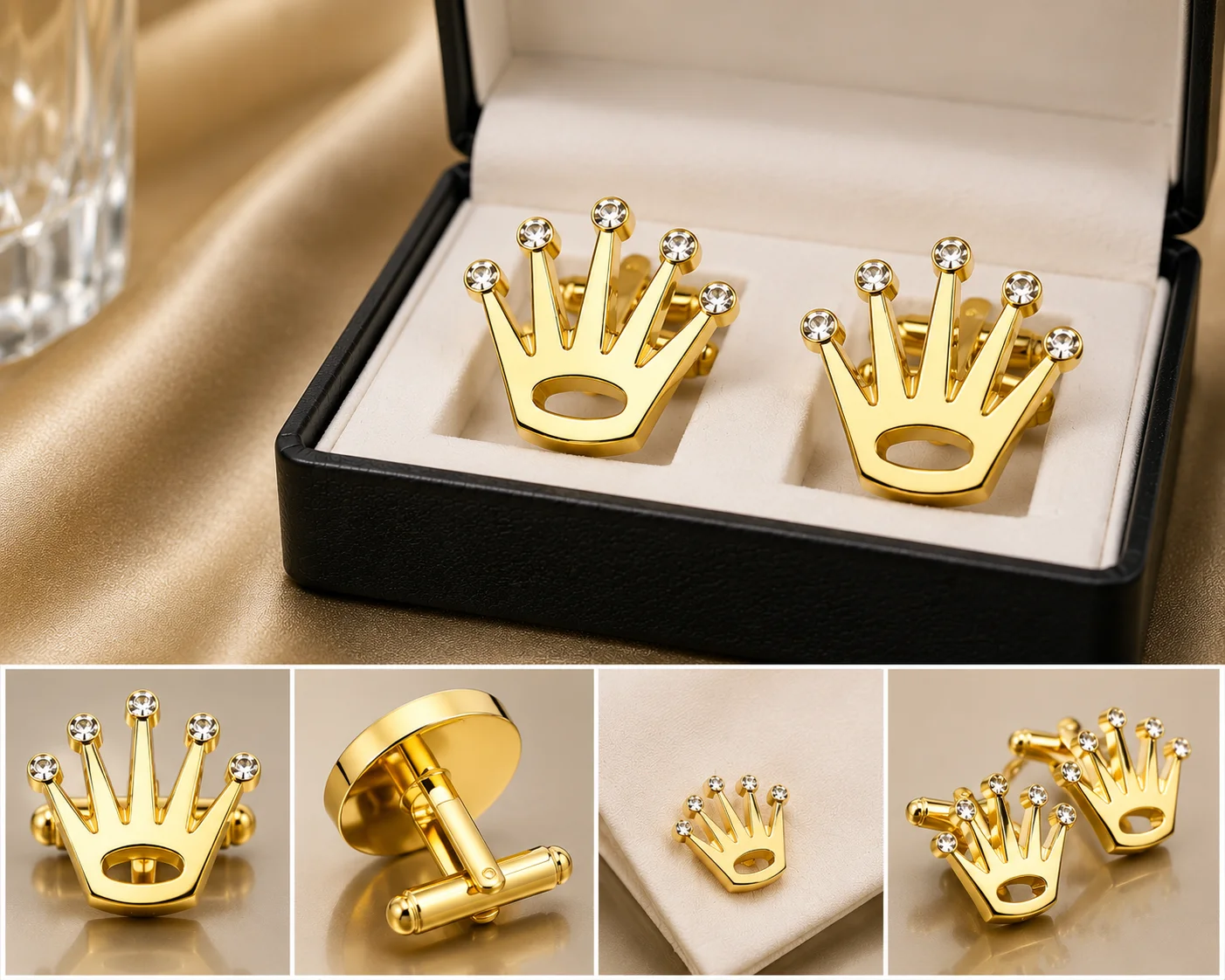 Luxury Crown Design Cufflinks – Premium Formal Accessory