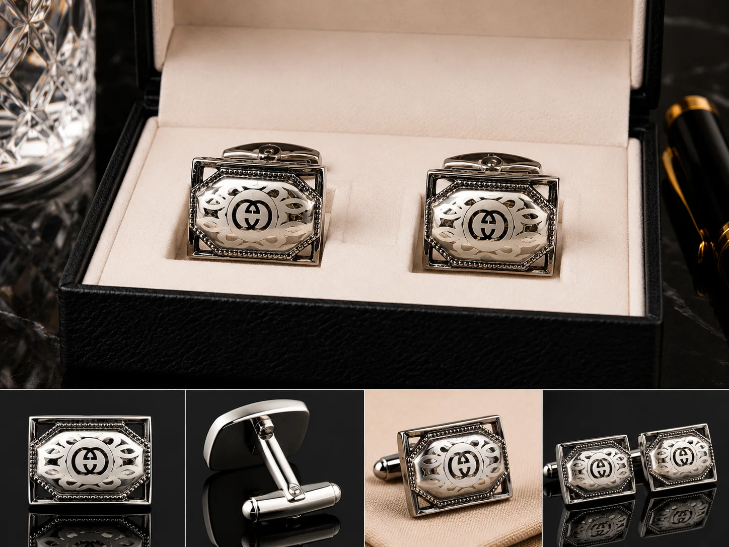 Luxury Silver Designer Cufflinks for Men