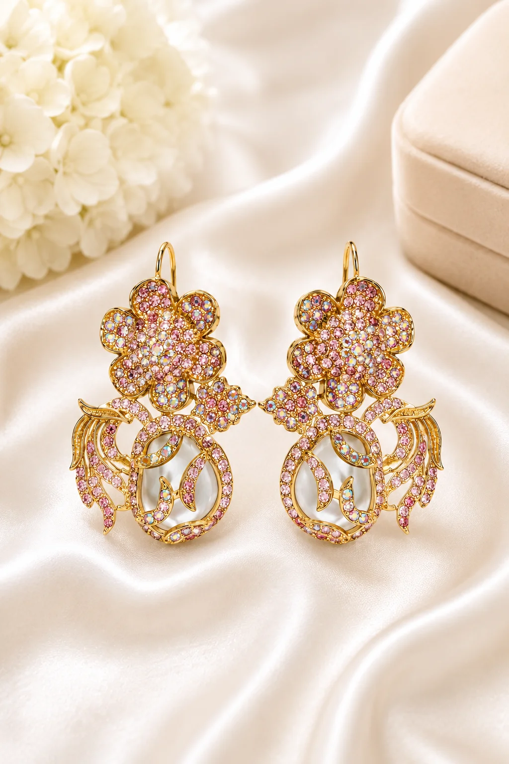 Luxury Turkish Floral Crystal Earrings for Women