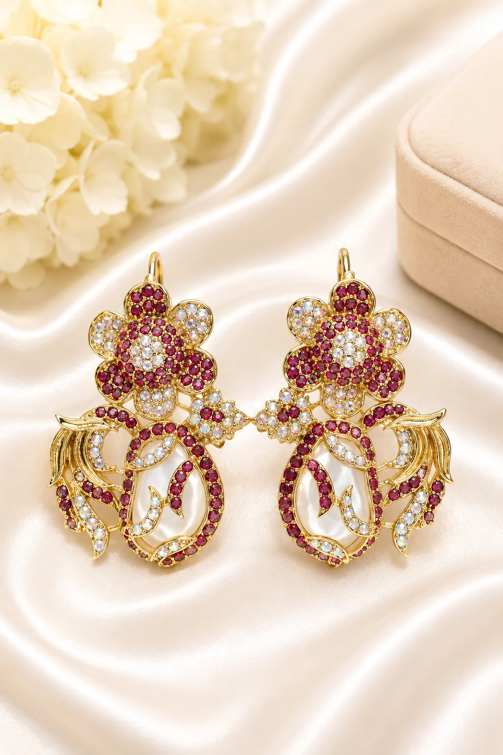 Luxury Turkish Floral Crystal Earrings for Women
