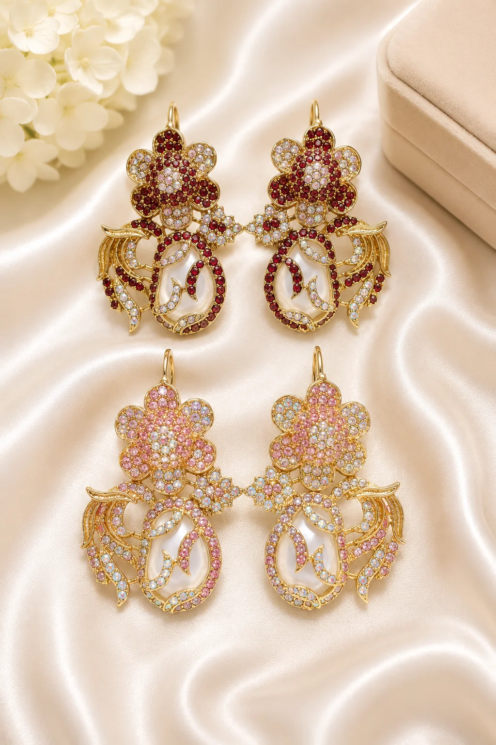 Luxury Turkish Floral Crystal Earrings for Women