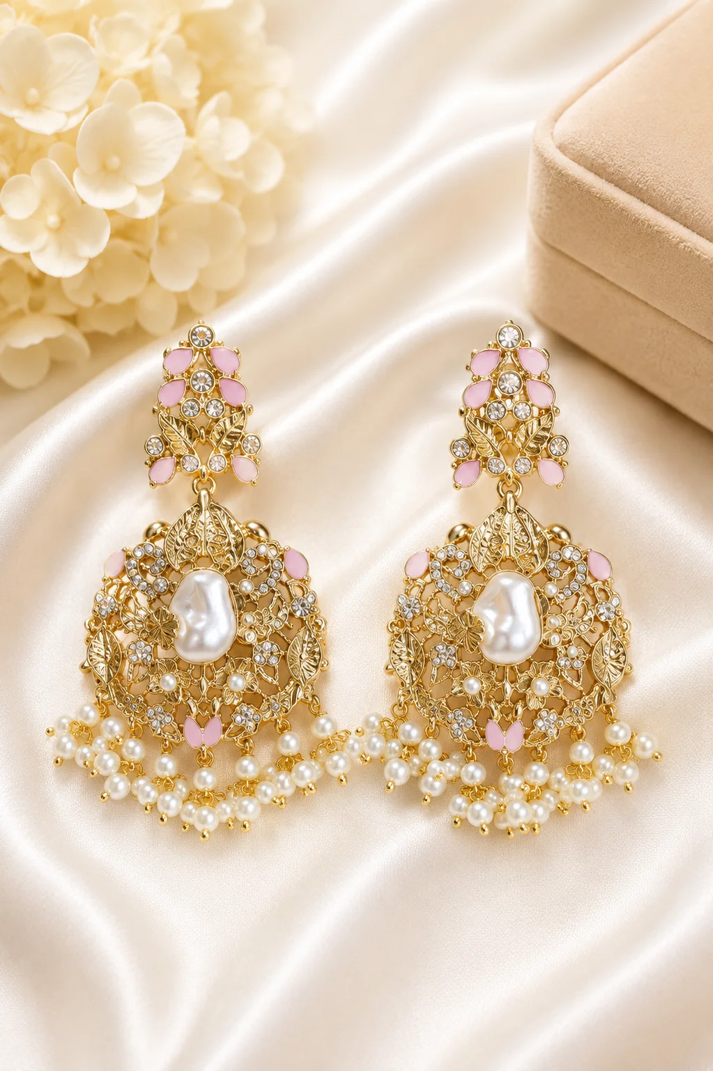 Turkish Pearl Chandelier Earrings for Women