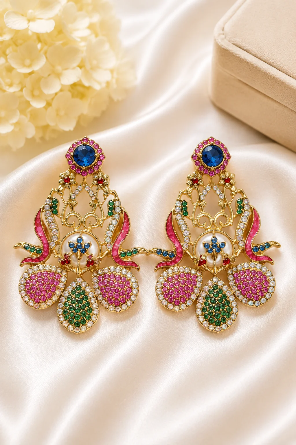 Luxury Turkish Floral Crystal Earrings