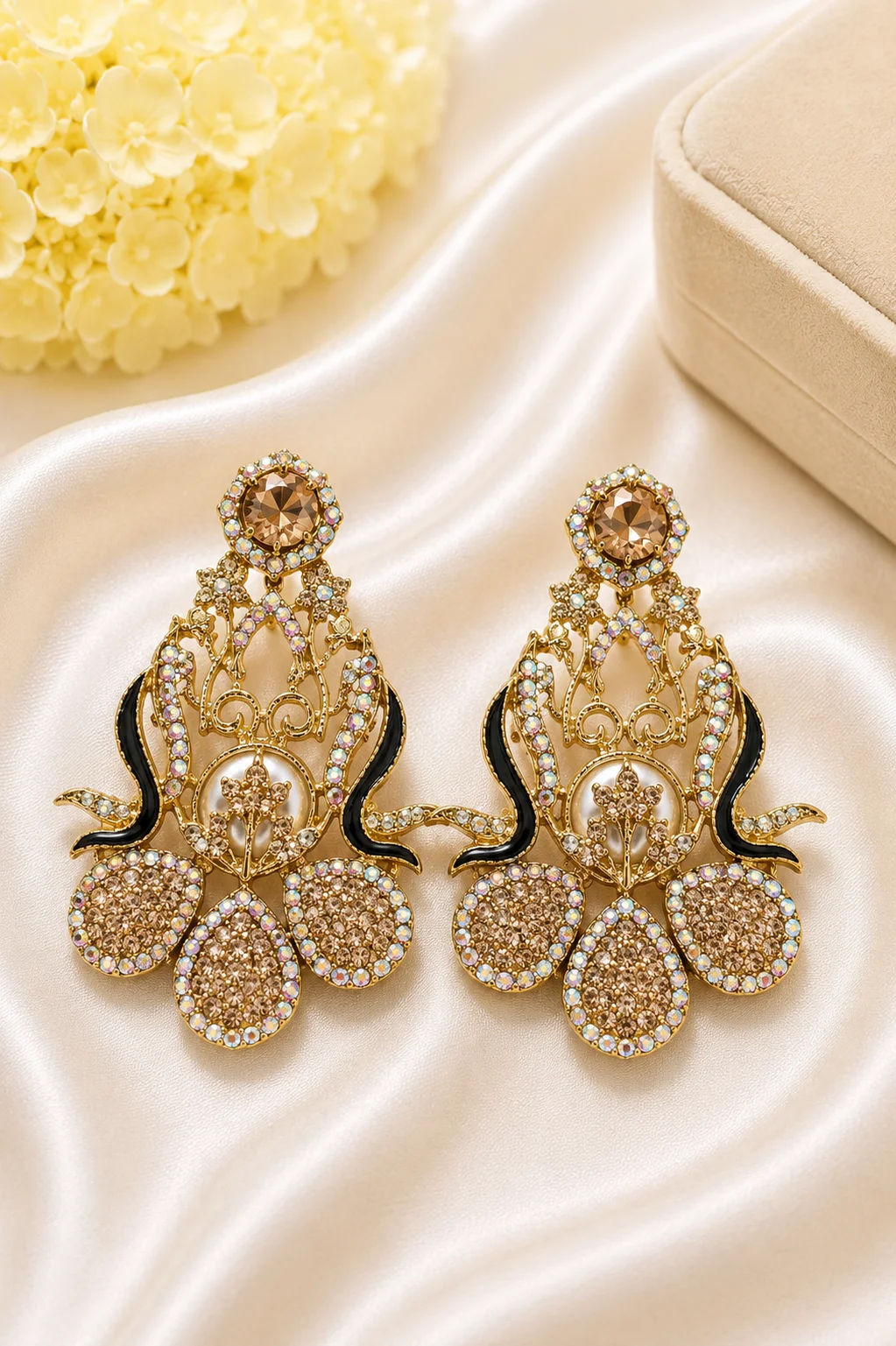 Luxury Turkish Floral Crystal Earrings