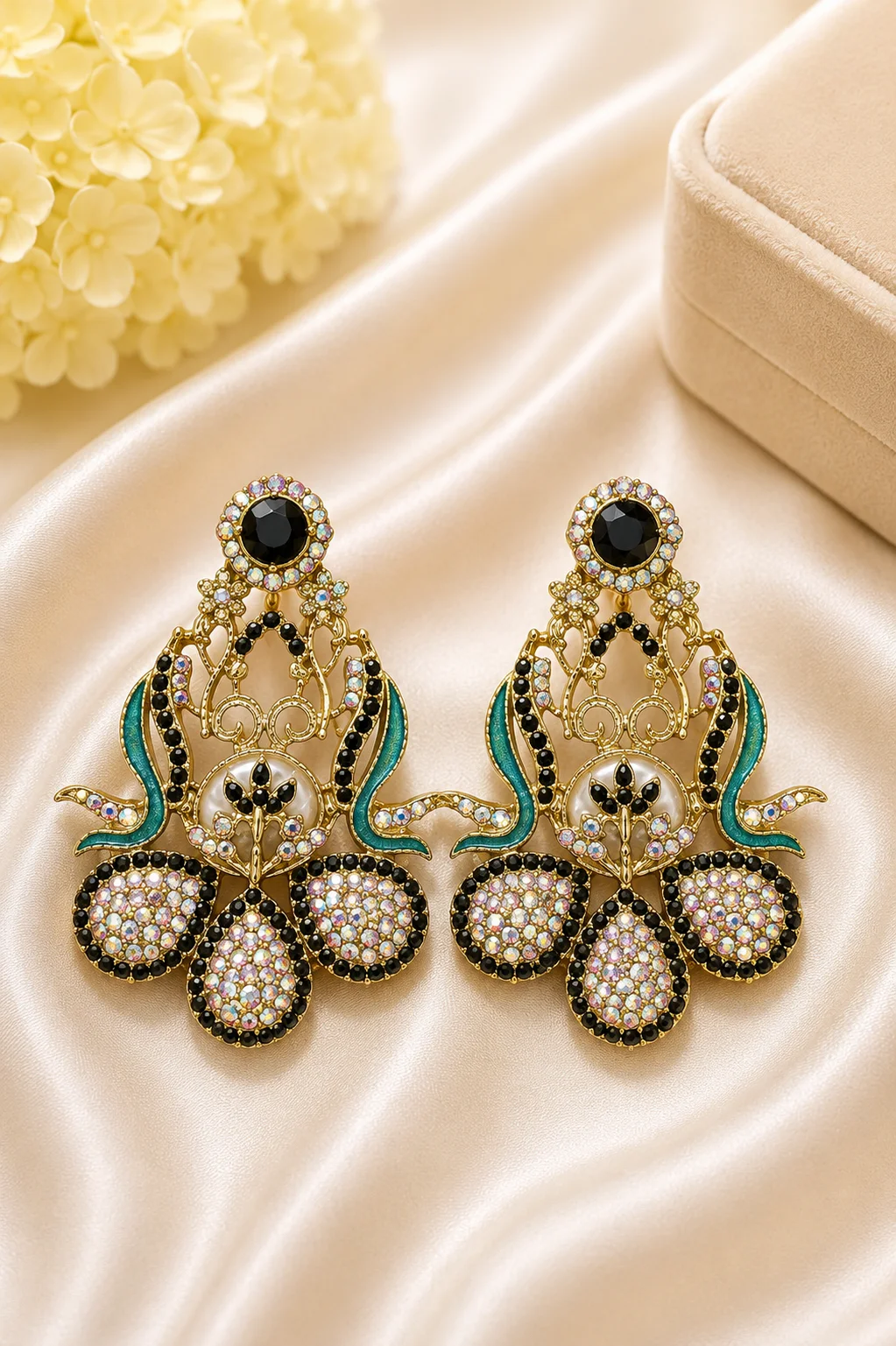 Luxury Turkish Floral Crystal Earrings
