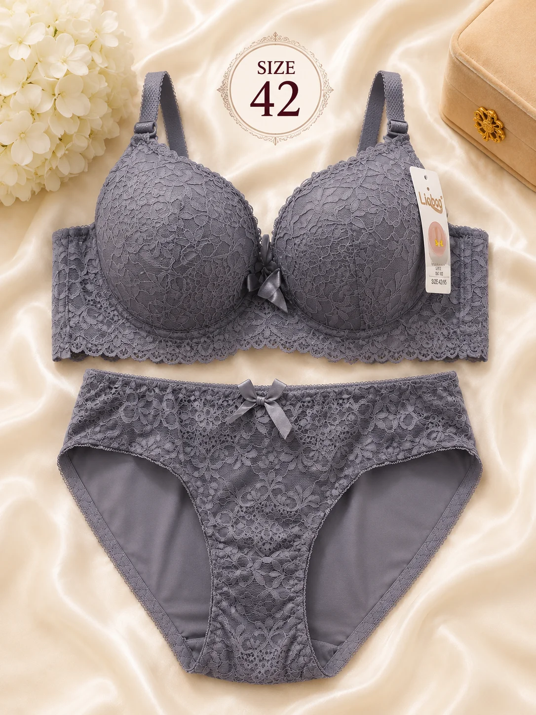 Lace Bra & Panty Set for Women | Soft Padded Lingerie | 5 Elegant Colors | Sizes 36, 38, 40 & 42