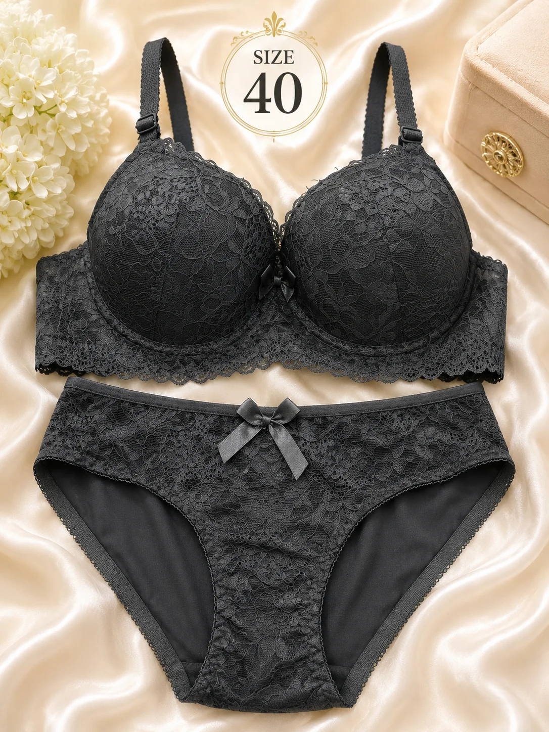 Lace Bra & Panty Set for Women | Soft Padded Lingerie | 5 Elegant Colors | Sizes 36, 38, 40 & 42