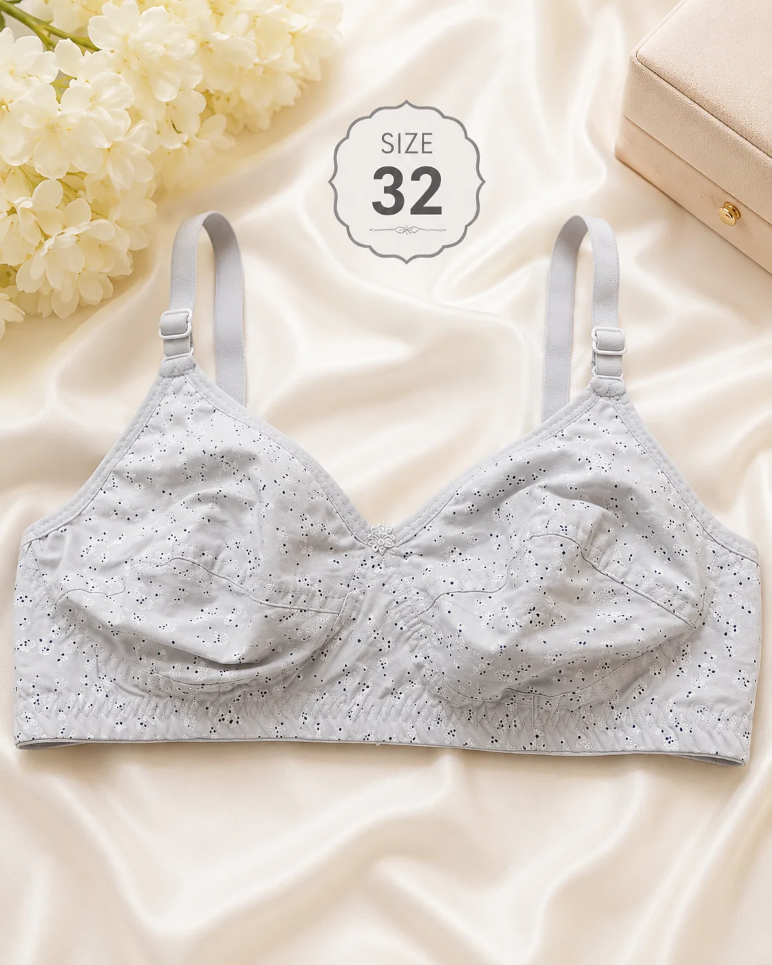 Women's Soft Cotton Printed Bra – Everyday Comfort | Size 32