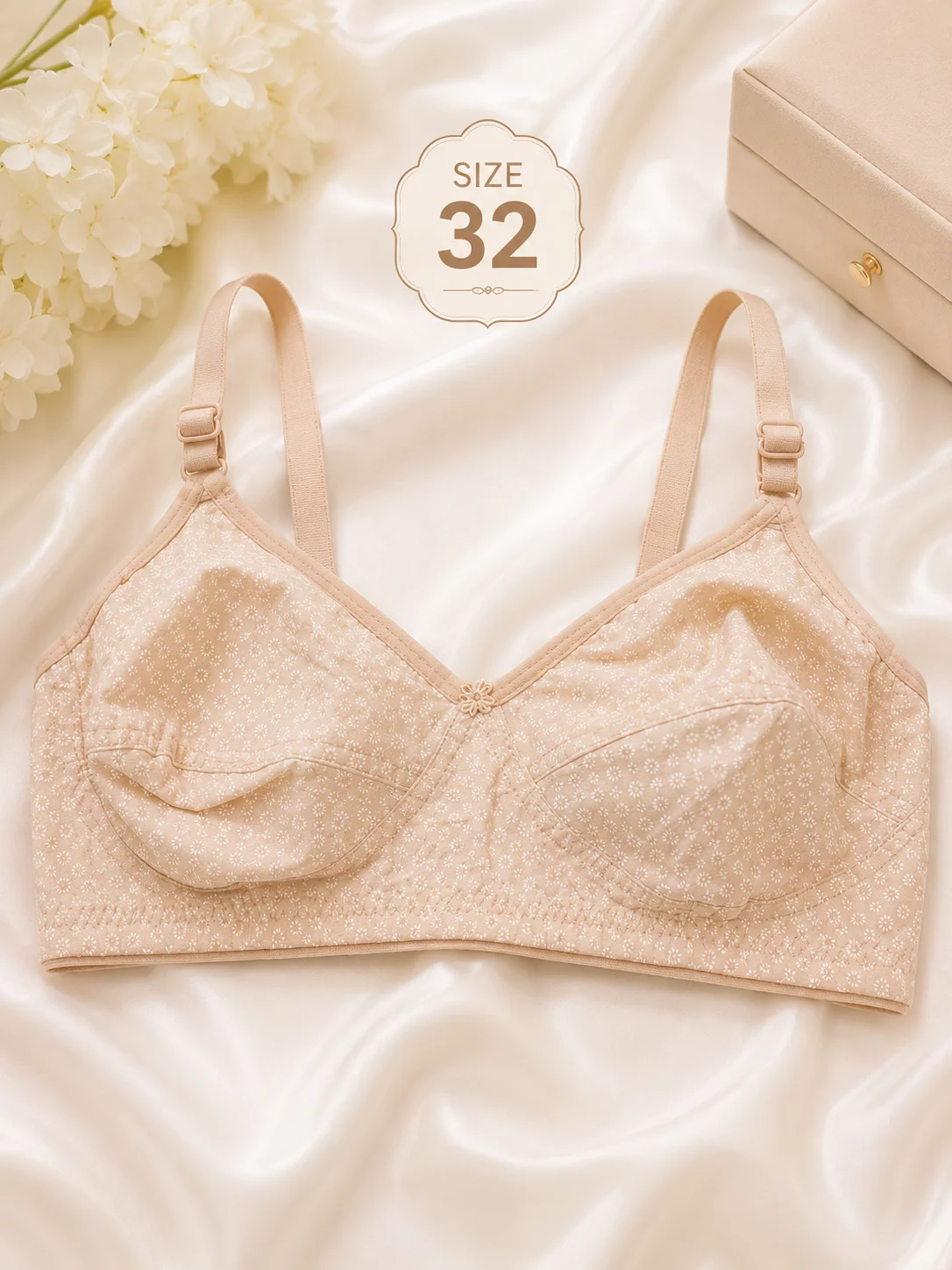 Women's Soft Cotton Printed Bra – Everyday Comfort | Available Sizes 32 & 34