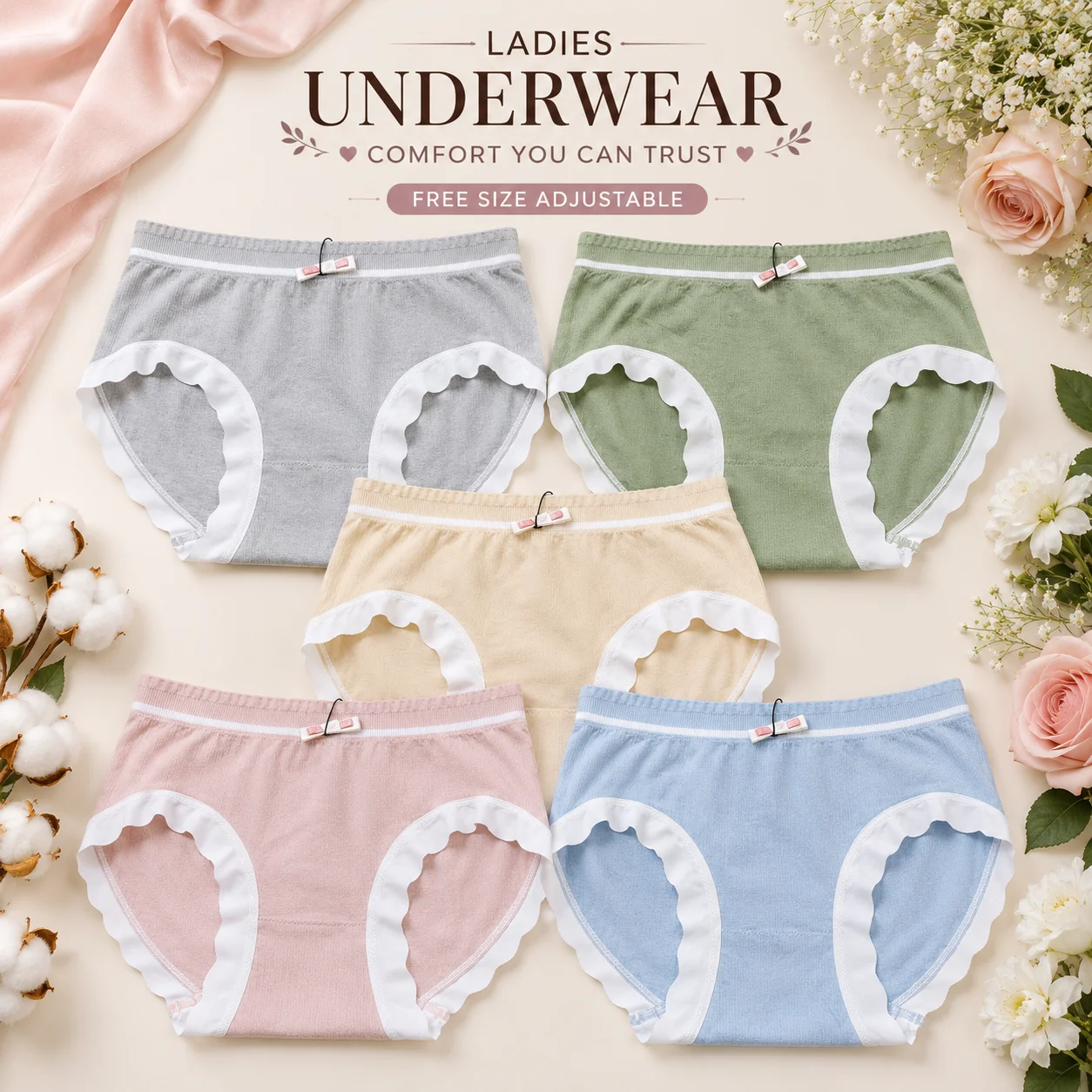 Ladies Soft Cotton Underwear | Free Size Adjustable